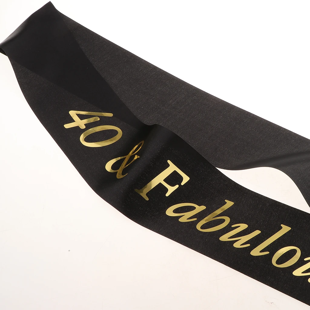 Gilding Gold 30 40 50 60 70 80 and Fabulous Sash for Birthday Anniversary Party Favors Supplier and Decorations Black