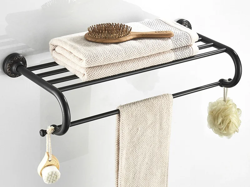 Античная вешалка для полотенец черный латунь бронза полка для ванной настенный душ вешалка для одежды Полочка для полотенец Держатель Аксессуары для ванной комнаты