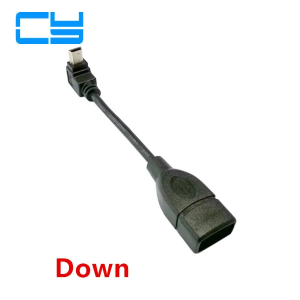 90 Degree Up & Down Angled Mini USB Type B to USB Female OTG Cable 10cm 50cm short mini usb otg cable For Car Audio DVD GPS