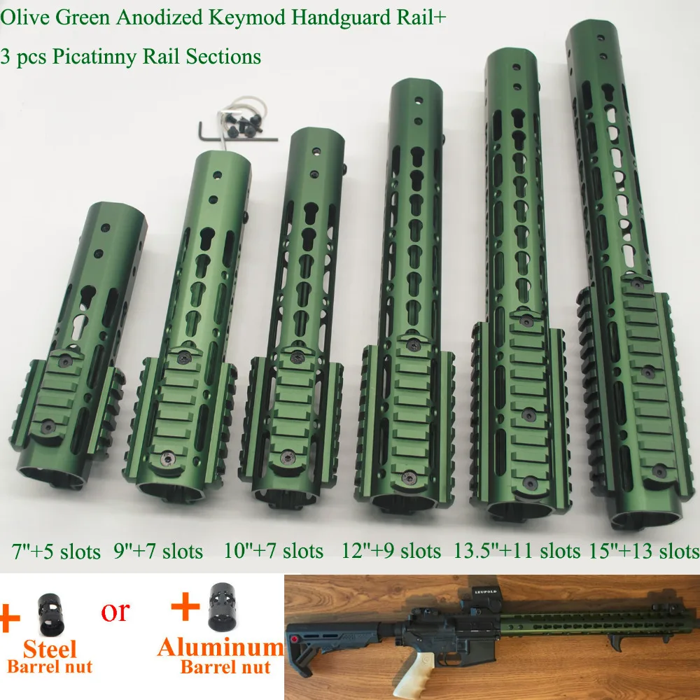 Aplus 7/9/10/12/13.5/15 ''дюймовый Keymod Handguard Free Float Picatinny Rail Mount Section System _оливково зеленый