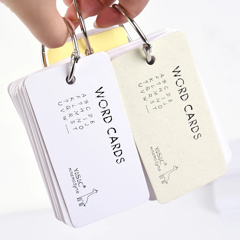 Portable Foreign Language Word Learning Flash Cards with Binder Ring English Vocabulary Word