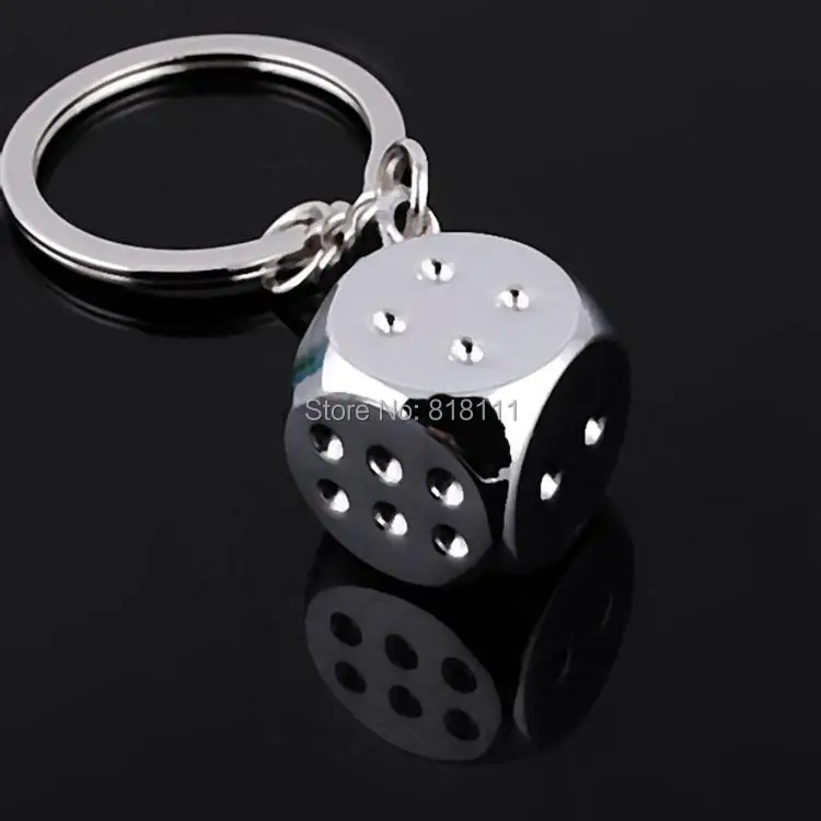 cool key chain dice metal keychain creative keyring alloy metal key