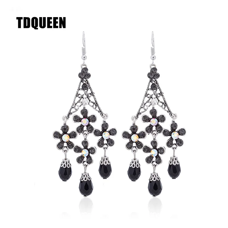 TDQUEEN хрустальные серьги для люстры посеребренные Женские Висячие с бусинами