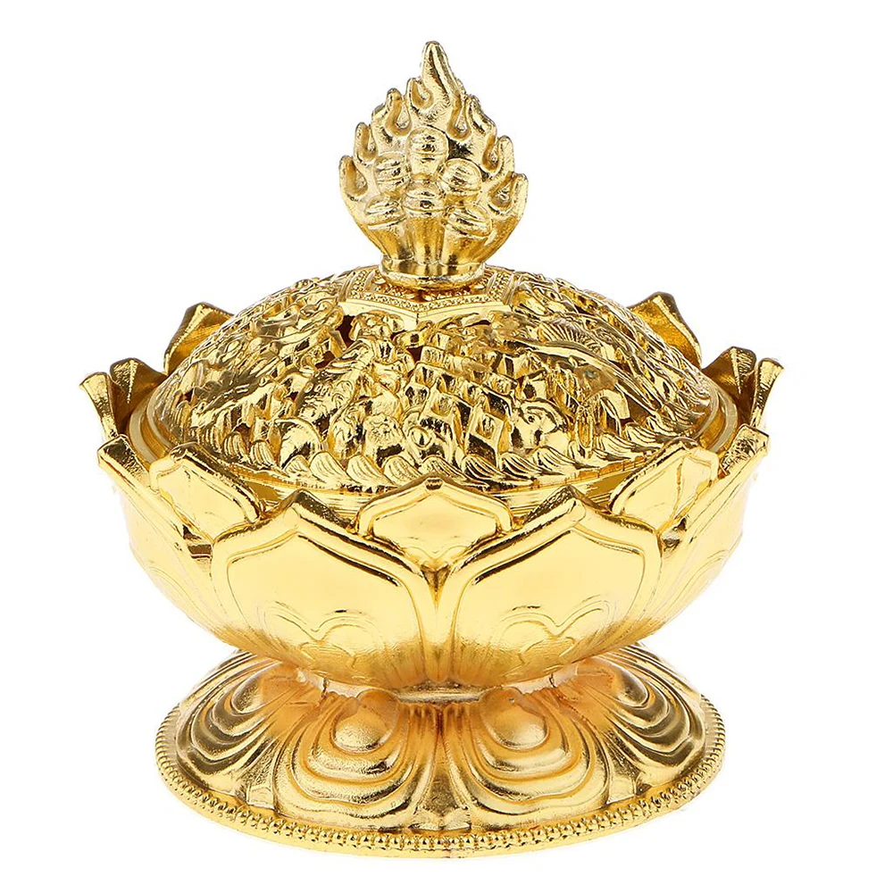 

Incense Burner Holy Tibetan Lotus for Alloy Bronze Incense Holder Metal Craft Handmade Censer for Office Home Decor 3 Colors