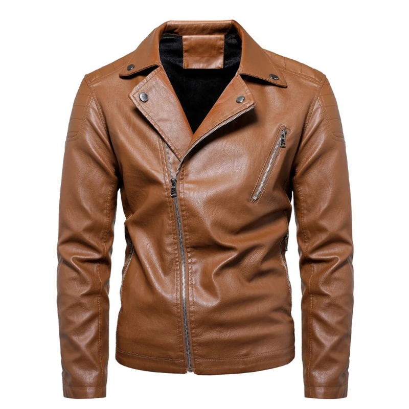 Кожаная мотоциклетная куртка в европейском и американском ретро стиле, мужская куртка из искусственной кожи с Диагональной молнией, мужская кожаная замшевая куртка chaqueta cuero hombre 6XL