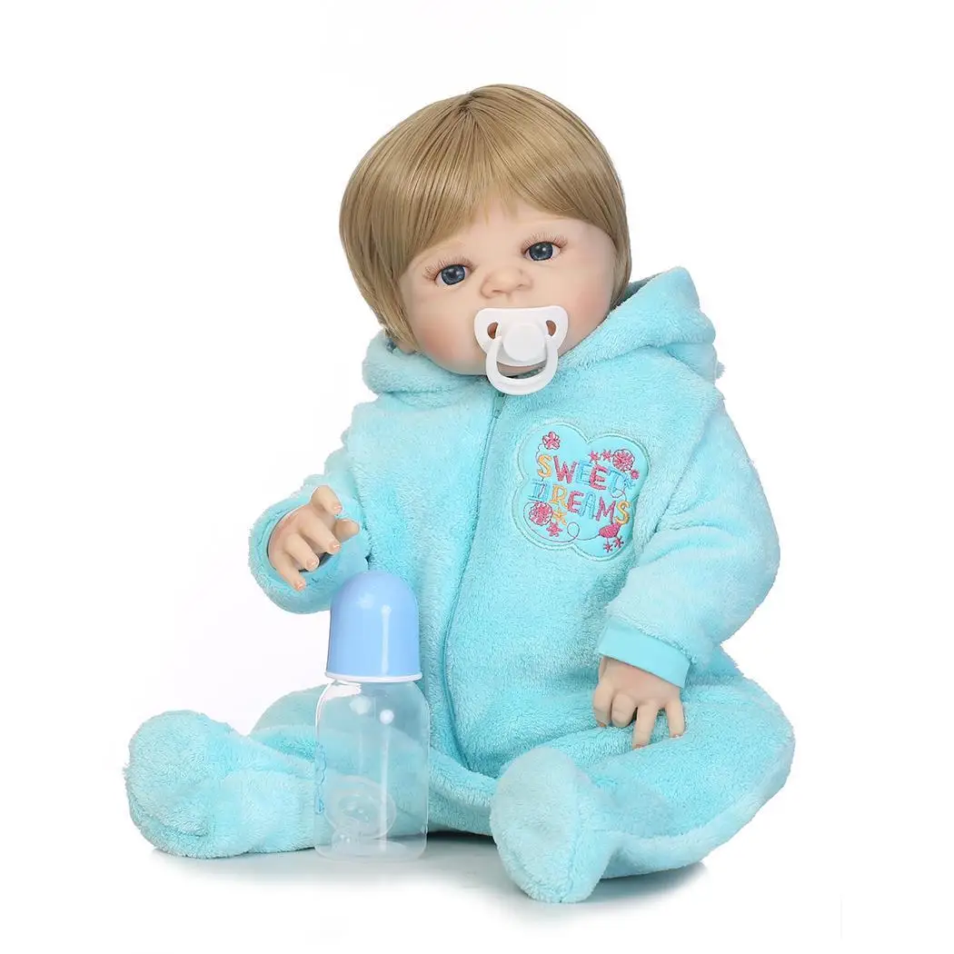 

Kids Soft Silicone Realistic With Clothes Collectibles, Gift, Playmate Reborn Baby 2-4Years Doll Blue