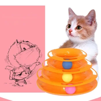 

Pet Dog Cat Scratcher Toy Tower Tracks Disc Cat Intelligence Amusement Triple Disc Puppy Toys Ball Training Amusement Plate