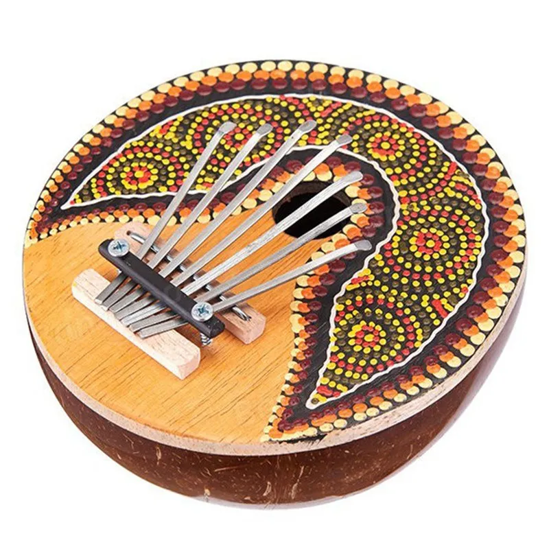 

Zebra New 7 Keys Finger Piano Painted Coconut Shell Mbira Likembe Thumb Piano Hand Painting Kalimba Adjustable for Music Lovers