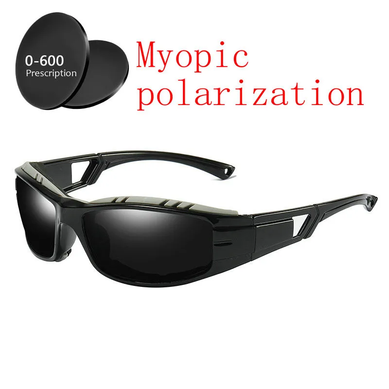 Мужские Женские квадратные поляризованные солнцезащитные очки, поляризационные солнцезащитные очки на заказ, близорукость, минус линзы по рецепту, для вождения с коробкой FML - Цвет линз: black-0