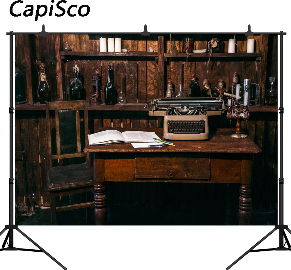 

Capisco Old typewriter Desk chair indoor Scene Photography Backgrounds Customized Photographic Backdrops For Photo Studio