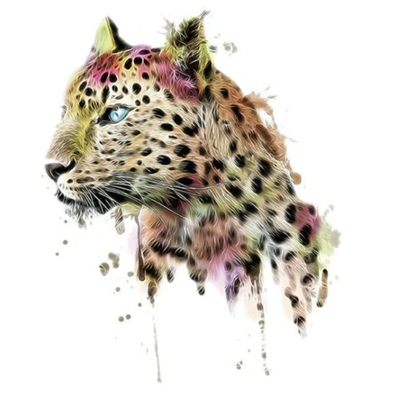 Модная одежда из ПВХ с нашивками футболка с принтом в виде пятнистого леопарда с теплопередачей наклейки для девочек - Цвет: 250mm