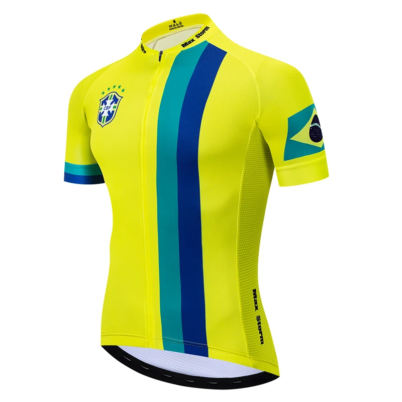 

2019 Brazil New Team Cycling Jersey Customized Road Mountain Race Top max storm Reflective zipper 4 pocket
