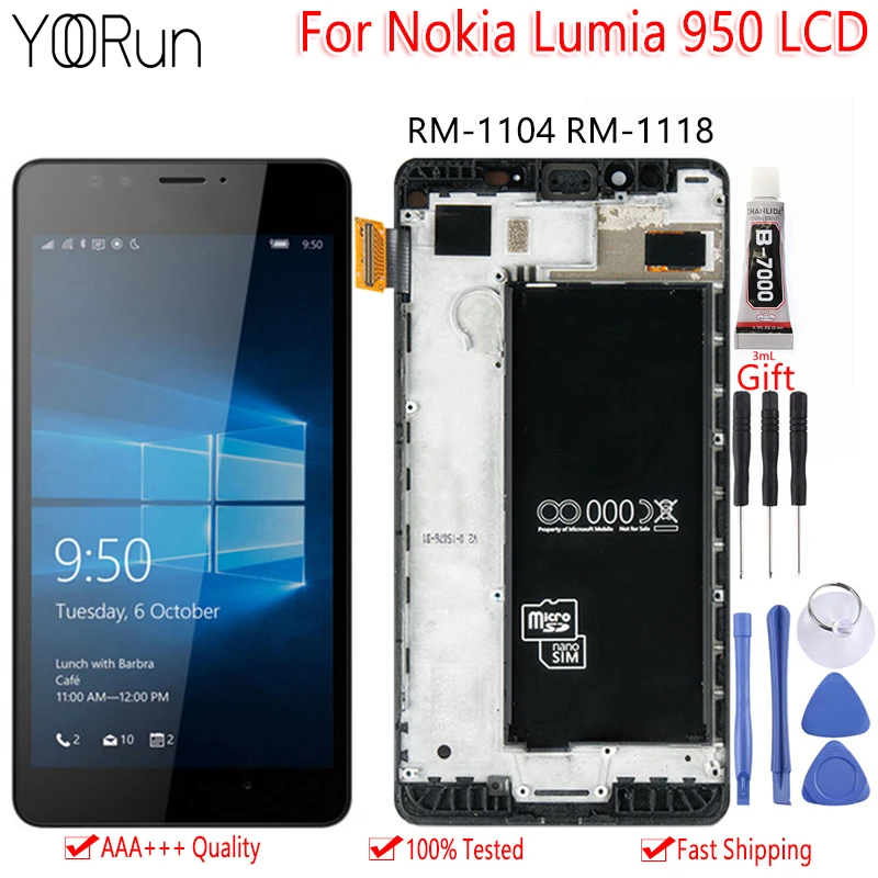 

Original OEM For Microsoft Nokia Lumia 950 RM-1118 1104 1106 LCD Display Touch Screen 5.2 inch Digitizer Assembly Replacement