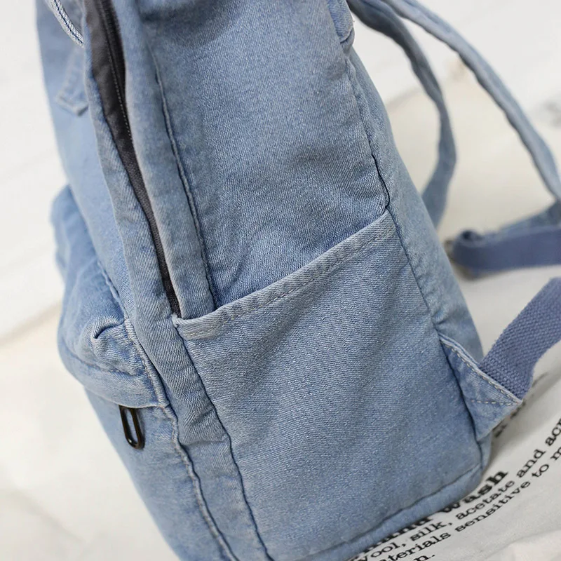 Janespri Women Vintage Washed Denim Jean Backpack Girls Fashion Multifunctional Travel Shoulder Bags Big Campus Mochilas Bolsa  (6)