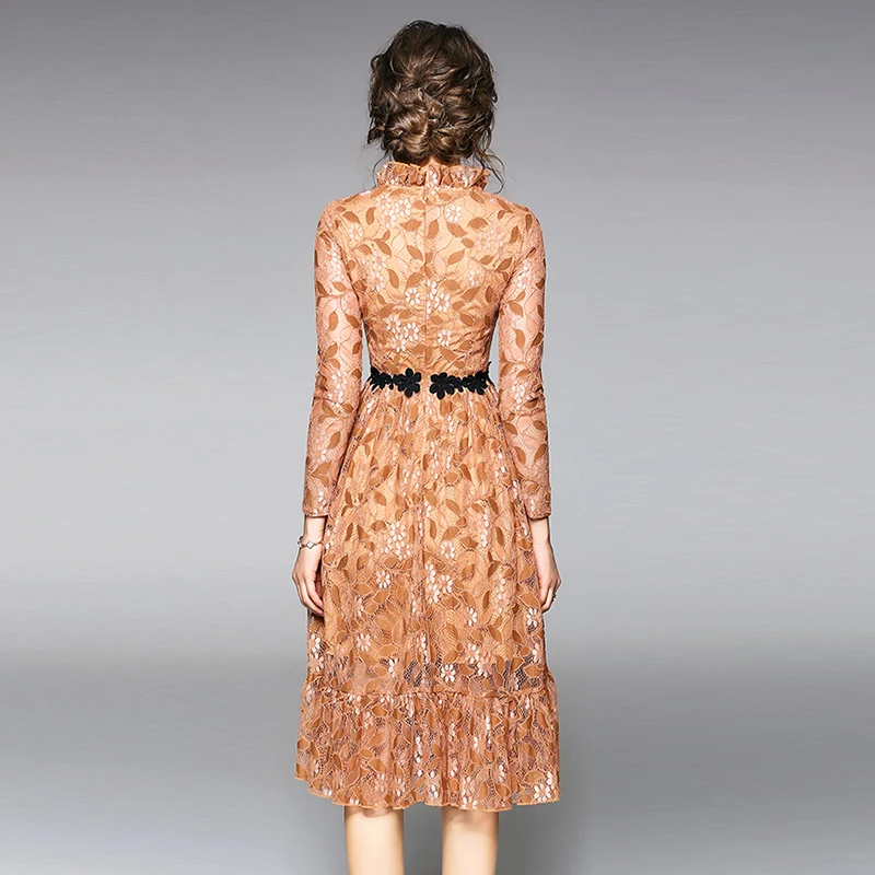 Женское кружевное платье в стиле бохо элегантное плиссированное трапеция с