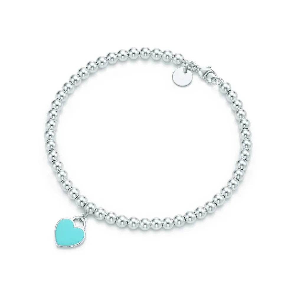

TIFF 100% 925 Sterling Silver Beaded Bracelet Green Love Forever Fit DIY Original Jewelry Ladies Charm jewelrys Birthday gifts