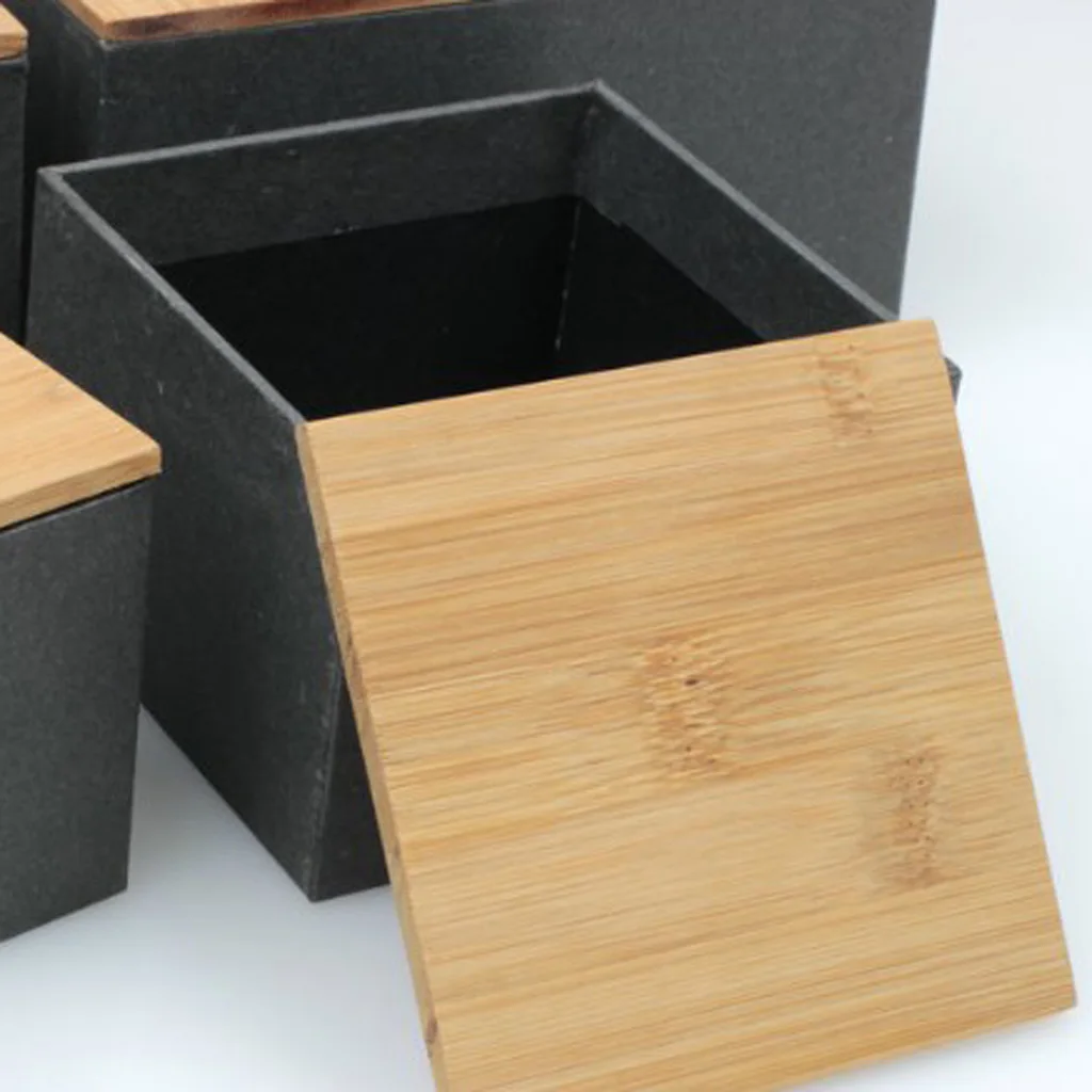 Bamboo Lid Storage Boxes Wooden Containers Organizer Tea Storage Box Caddy Jars Coffee Cans