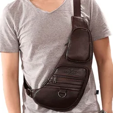 font b Men b font Cowhide Genuine Leather Sling Chest font b Bag b font