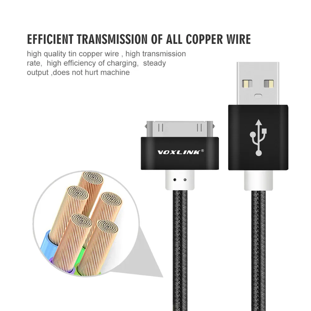  VOXLINK USB 30 pin Für iphone 4 Kabel 3pack Nylon Geflochtene Schnelle Ladegerät Adapter USB Kabel 