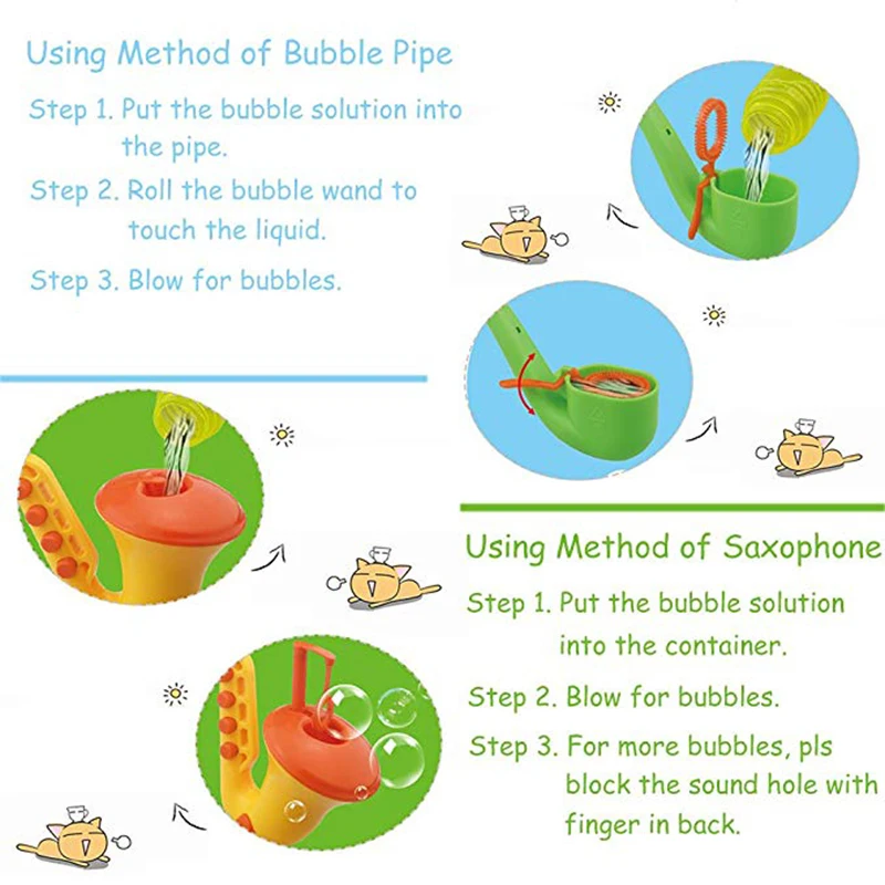 ZhenDuo Toys Set of 2 Adorable Saxophone & Pipe Music Bubble For Kids Outdoor Camping Summer with Bubble Liquid