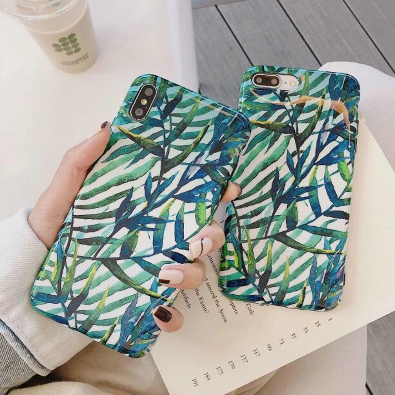 Flower Leaves Print Phone Case For iPhone 6 6S Plus XR XS Max Soft Silicone Covers Summer Plants Cases X 7 8 |