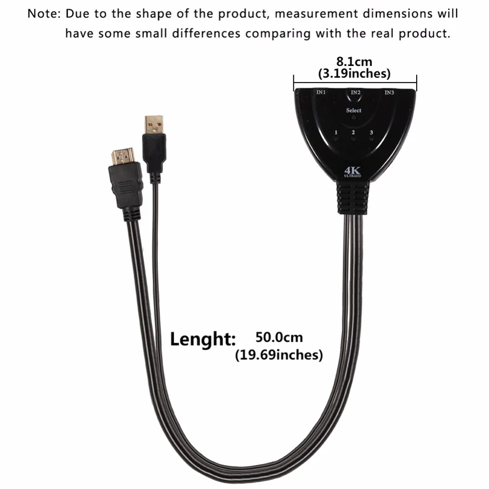 Ssriver HDMI HUB MINI 3 Порты и разъёмы коммутатор 1080 P 3D переключатель Splitter в 1 с USB кабель