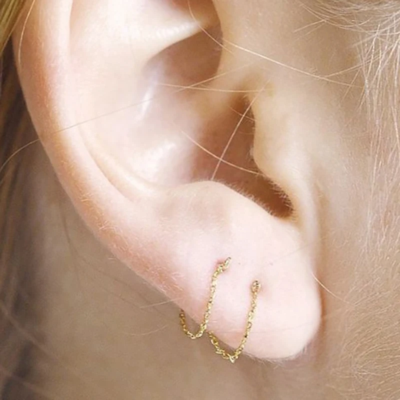 

Minimalist Small Bead Balls Chain Ear Cuff Earrings For Women Fashion Jewelry Simple Long Thin Chain Wrap Earrings Delicate 2018