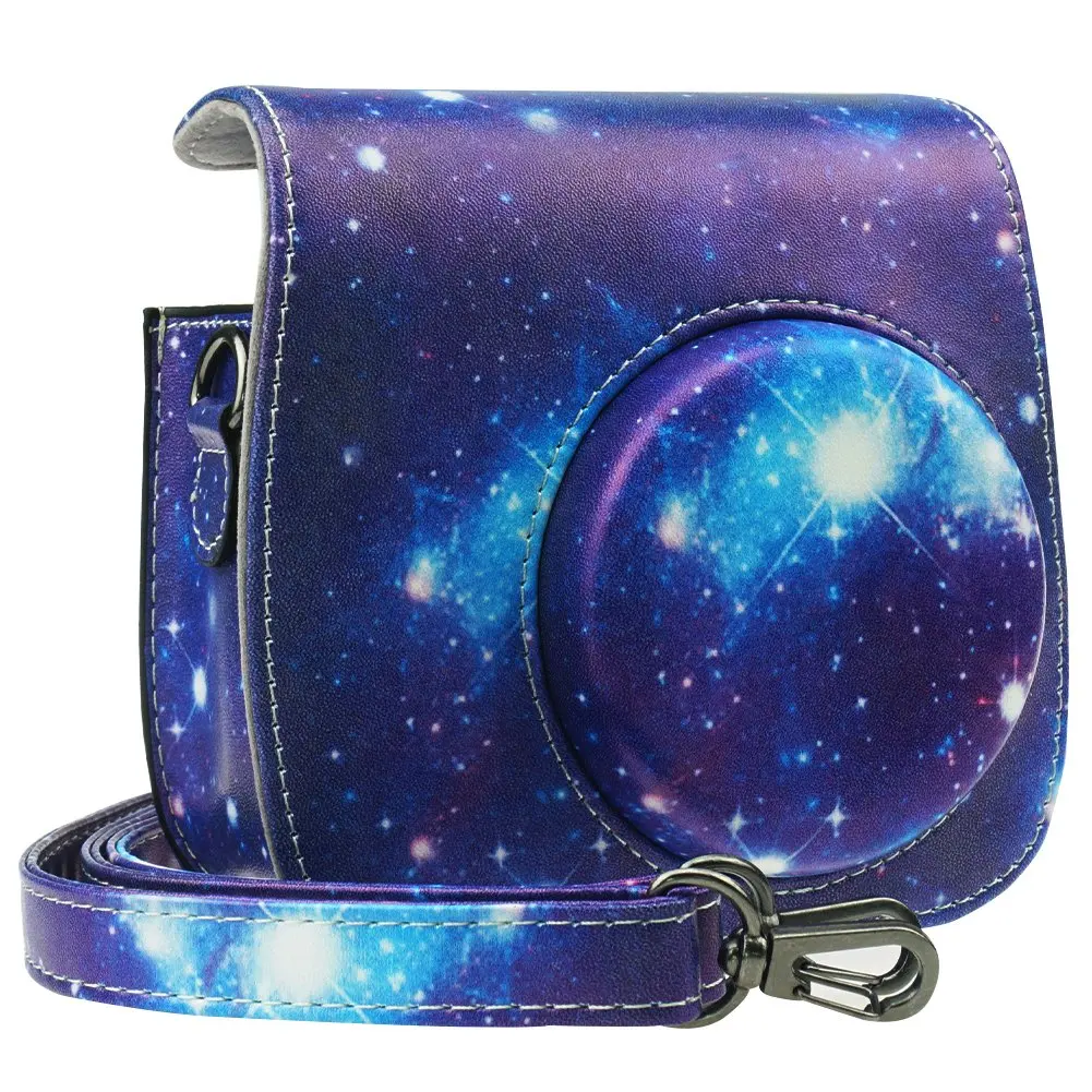 

PU Leather Instax Mini 9 Camera Case Nebula for Fujifilm Instax Mini 8 Mini 9 Instant Camera Shoulder Strap Bag With Pocket