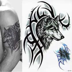 Съемный король-Волк водостойкие наклейки для татуировки временный боди-арт поддельные татуировки