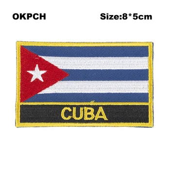 

Cuba Square Shape Flag Iron on patches Orzen embroidery patch custom Stickers for clothes PT0070-R