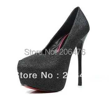 

Free Gift Drop Ship Free Shipping Ladies Fashion Sexy Evening high heels Shoes black/silver Colour Party Pumps Shoes Size 35-39