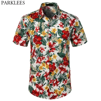 

Mens Hipster Floral Beach Hawaiian Shirt 2019 Summer New Casual Button Down Plus Size Shirt Mens Holiday Party Vacation Clothing