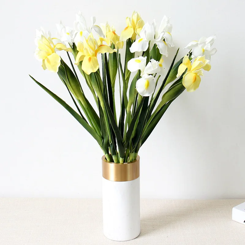 

1pcs PU Real Touch Orchid Artificial Flowers Hand Bouquet Floral Fake Flowers Home Decor Wedding Alice Iris Garden Decoration