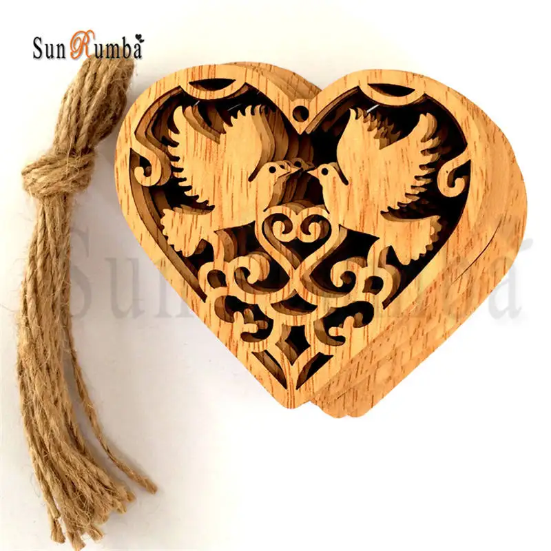 Rustic Wedding Decor Wooden Heart PUW-007-009-11