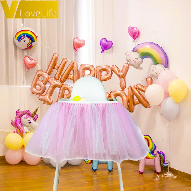 

Boy Girl Tutu Tulle Skirt High Chair Cover Cloth Baby Shower Birthday Party Supplies Baby Decor Tulle Skirt