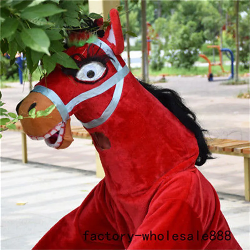 

Advertising Carnival Red Horse Mascot Costume Suits Outfits Animals Cosplay Party Game Dress Adults Halloween Holiday New