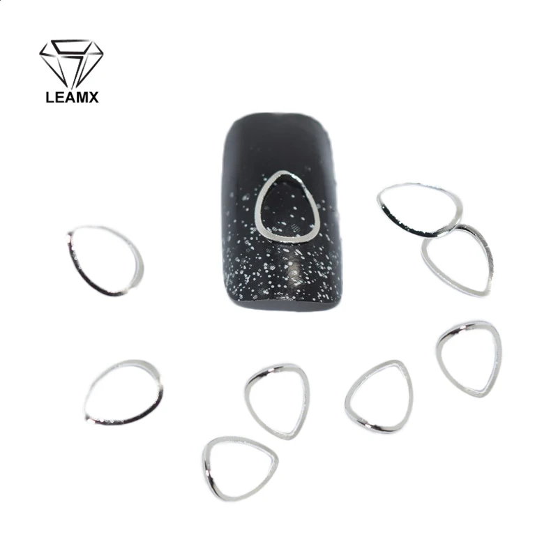 LEAMX 100 шт украшения для ногтей Золото и серебро в форме сердца аксессуары для маникюра 3d металлические гвозди Подвески гвоздики со стразами DIY - Цвет: ZA0008