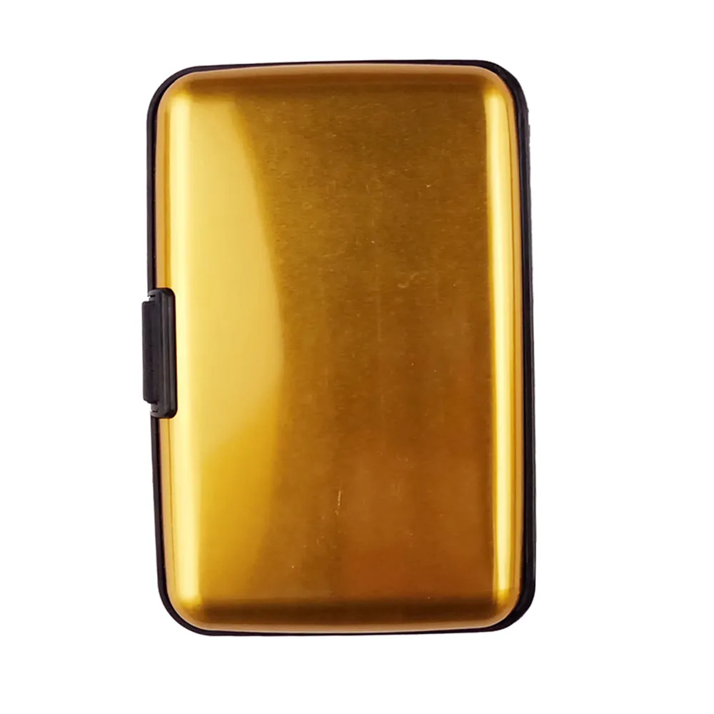 Высшего качества Для мужчин кожа Нержавеющая сталь Бизнес имя кошелек с отделами для карт контейнер - Цвет: Gold