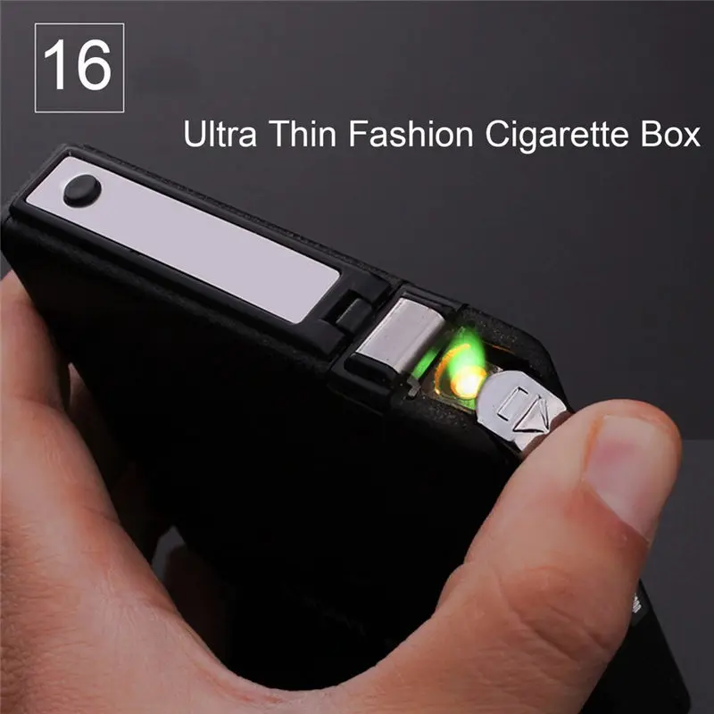 

1pc Metal Cigar Cigarette Case With Windproof Rechargeable Cigarette Lighter Tobacco Holder Box Storage Container DropShipping
