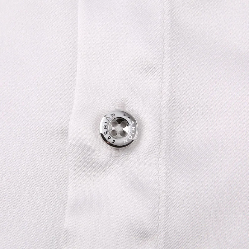 Luxury Clothing Shirt Men Brand Satin Silk Wedding Shirt Attend Party Bridegroom Shiny Dress Plain White Tuxedo For Men