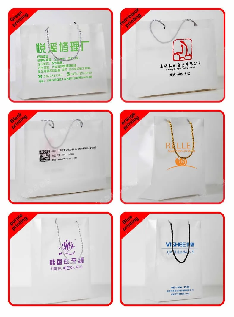 Изготовленный на заказ напечатанный хозяйственный матовое Подарочный пластиковый пакет/мешок pvc пластичной упаковки для