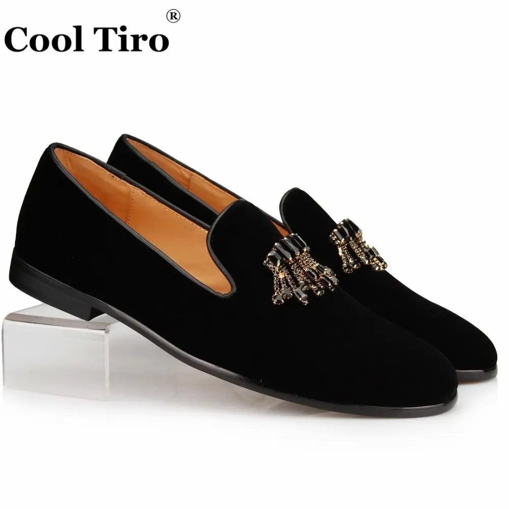 Velvet Loafers Crystal tassels Slippers (1)