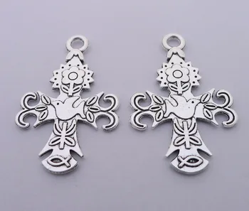 

30pcs Fashion cross totem charms pendant 47x30mm antique silver Mobile phone accessories Handmade earring bracelet necklace