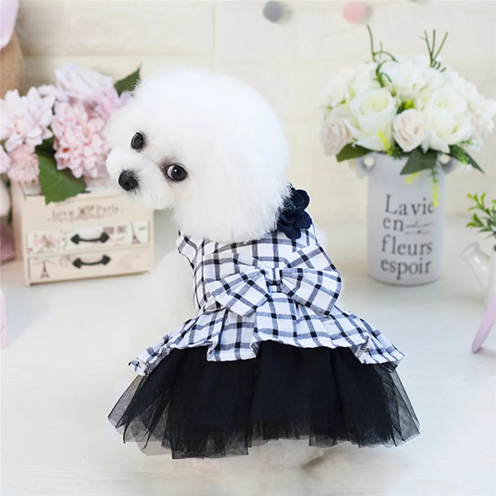 2018 Summer New Plaid Dresses Dog Clothes Cosplay Clothing Small Dogs