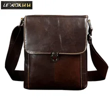 New Fashion Real Leather Male Casual messenger bag Satchel cowhide 8″ Pad Cross-body Shoulder bag For Men 329