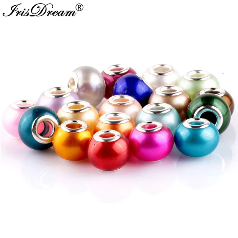 

10PCS Lot Assorted Solid Color Big Hole Round Loose Murano Spacer Crystal Glass Beads Fit Pandora Charm Bracelet For DIY Jewelry