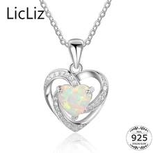 LicLiz, 925 пробы, Серебряное опаловое ожерелье для женщин, кубический цирконий, сердце, воротник с ожерельем с подвесками, висячие, Полые Подвески, ожерелье LN0247