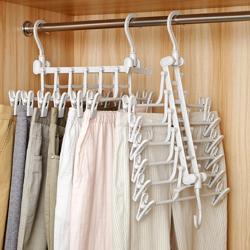 

Space Saving Clothes Hanger Wardrobe Closet Multi-functional Retractable Folding Strong Load-bearing Clip Hanger