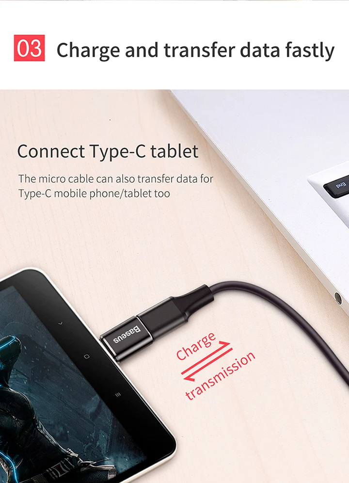 Baseus Micro usb type C OTG адаптер Mini usb c штекер Micro usb Женский otg адаптер Micro USB на USB C для передачи данных