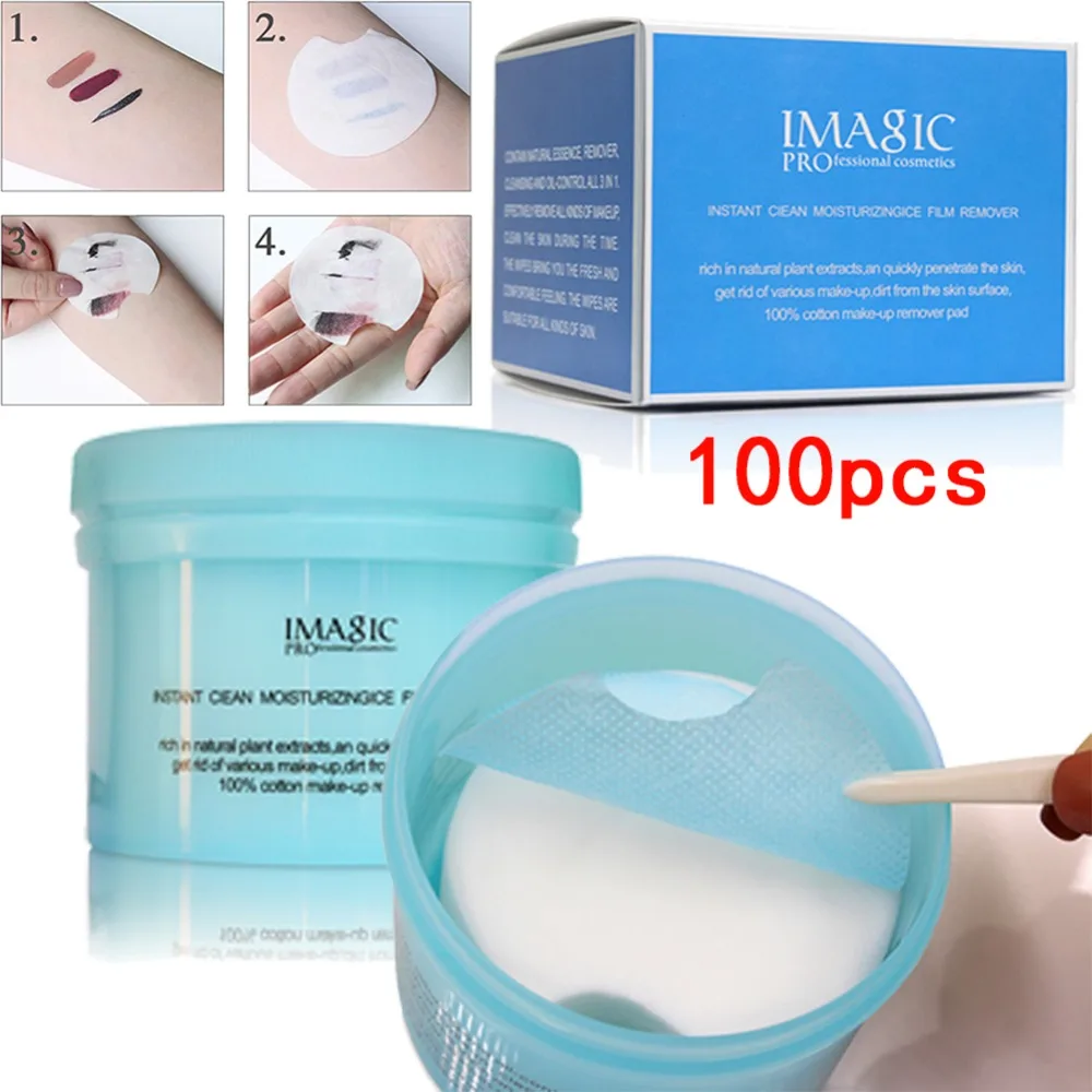 100Pcs Clean Eye Cream Makeup Remover Wipes Moisturizing Cotton Pads